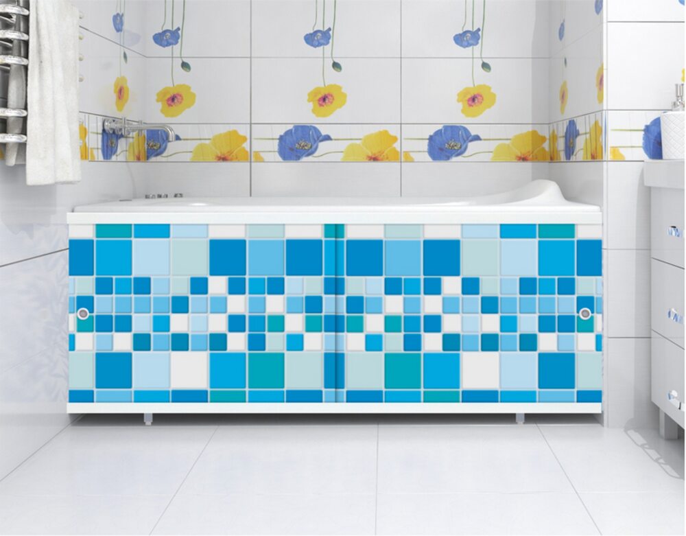 Экран п/в "Ультра легкий" Голубой кафель 1,48 — купить комплектующие для ванн в Кургане, цены в интернет-магазине «АкваТехника»